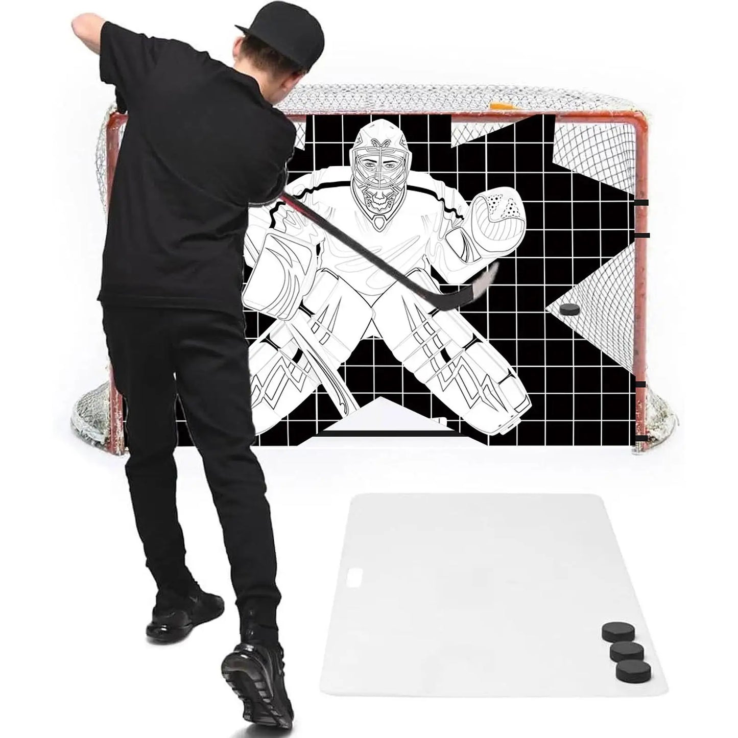 Hockey Goal Improve Skills Foldable Lightweight Waterproof Protable Hockey Net Training Target for Adults Practice Street Goalie